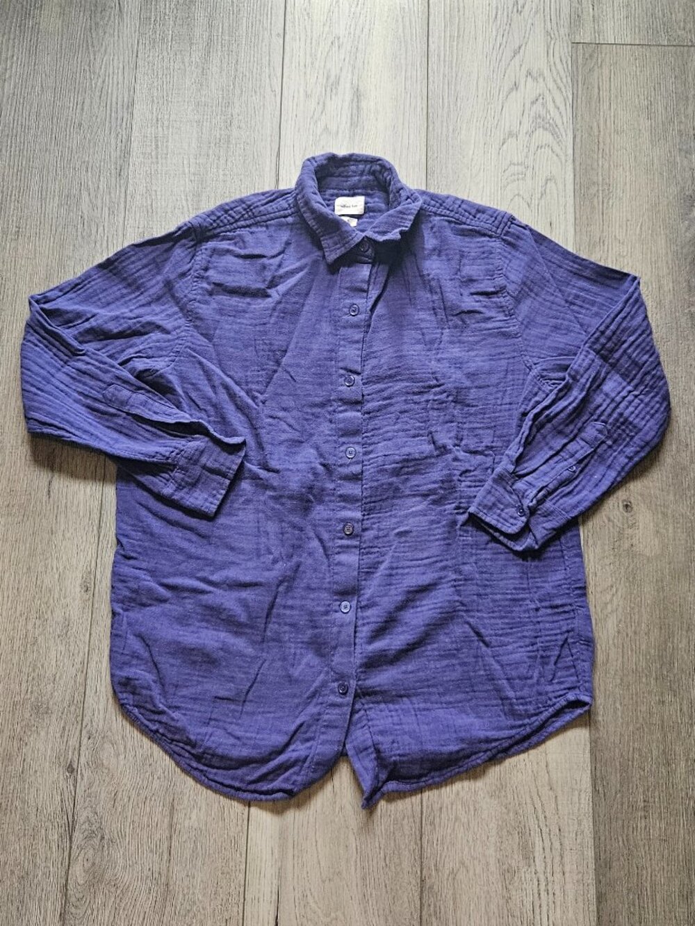 Wilfred Free Aritzia Purple Double Gauze Button Down Shirt Oversized Size XS